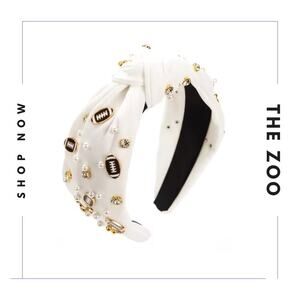 Jeweled Football Headband White